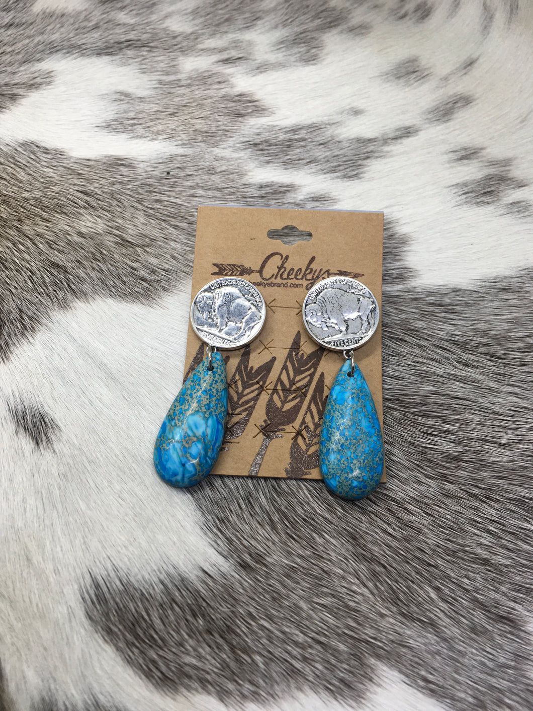 Buffalo Tear Drop Turquoise Stone Earrings